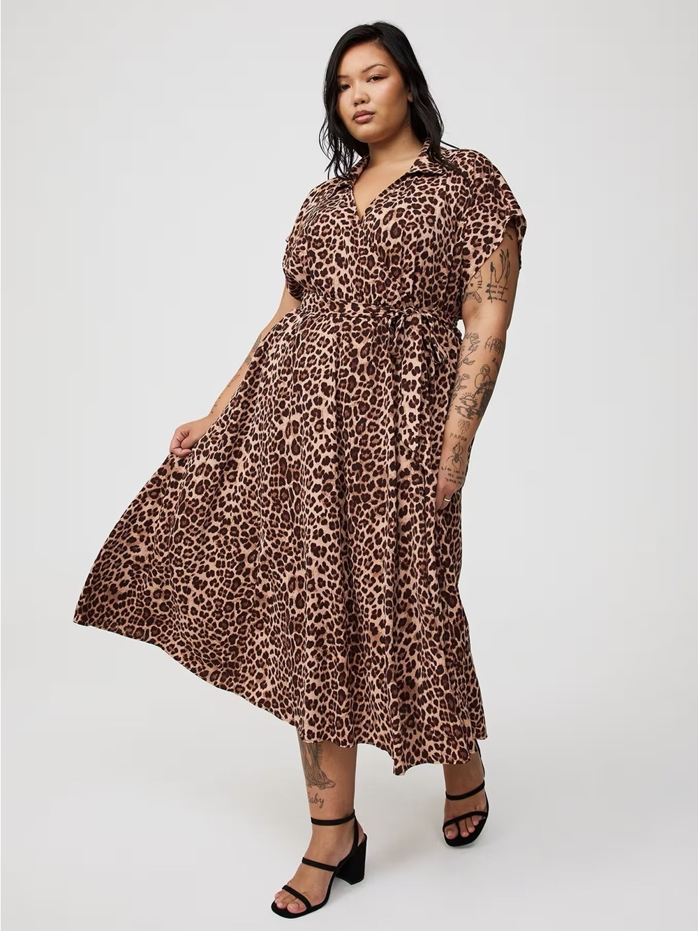 torrid Leopard Print Wrap Midi Dress in Brown/Tan